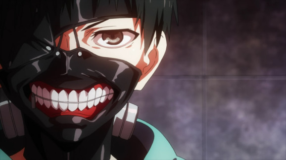 Kaneki, first appearance in signature ghoul mask.